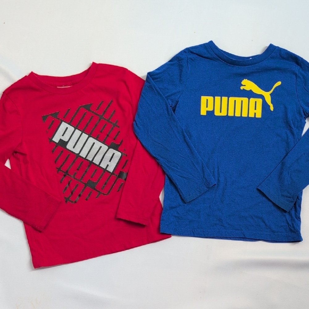 Puma Kids Long Sleeve Tees - Red and Blue
